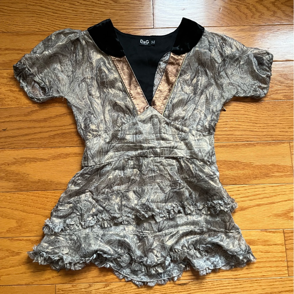 Dolce & Gabbana Metallic Blouse with Black Accents